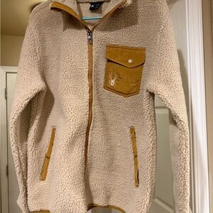 Spyder Cream and Tan Sherpa Jacket